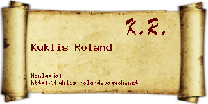 Kuklis Roland névjegykártya